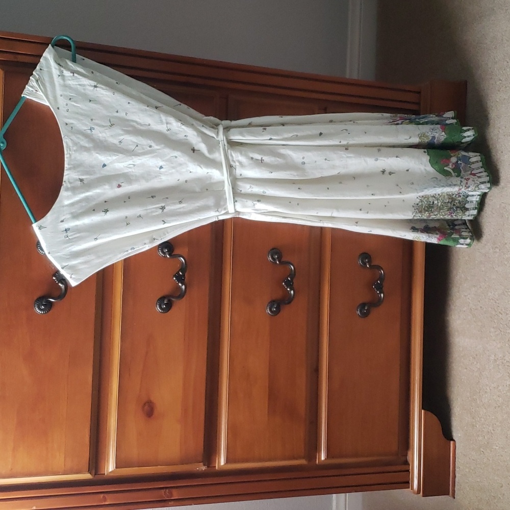 ModCloth Cream Garden Print Midi Dress with Green Border - Picture 6 of 9